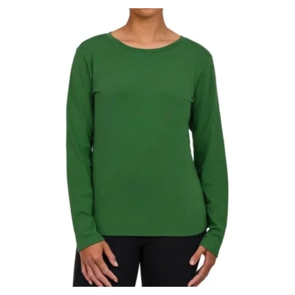 United Colors of Benetton Long Sleeve T Shirt Womens L Green Supima Cotton Crew